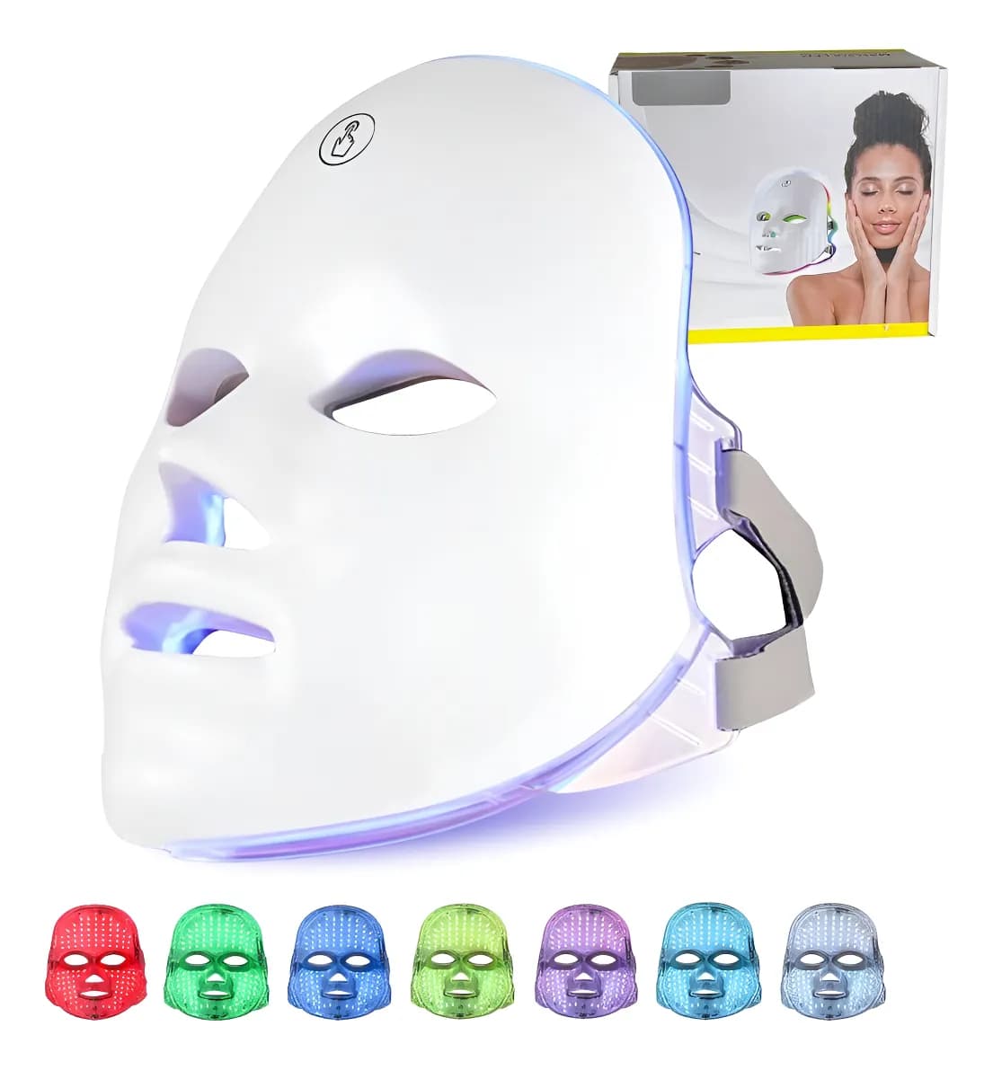 Máscara Facial B-Max Skincare LED 7 Cores Fototerapia Recarregável USB