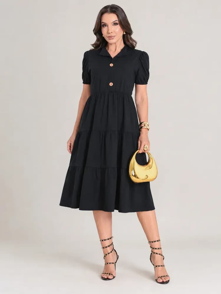 Vestido feminino midi soltinho para celebrações diurnas