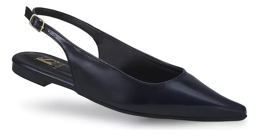Sapatilha Bico Fino Slingback Fivela Verniz Texturizado 4130