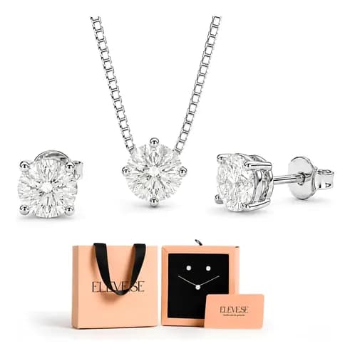Conjunto Ponto de Luz Prata 925 Colar e Brinco