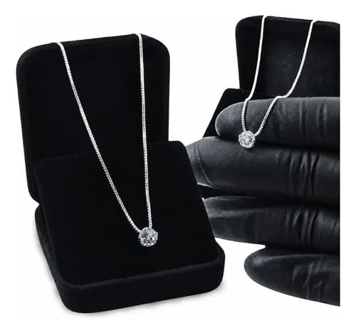 Colar Prata 925 Feminino Ponto de Luz Brilhante
