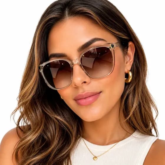 Óculos de Sol Vinkin Feminino Oversized Quadrado UV400 Acetato Marrom