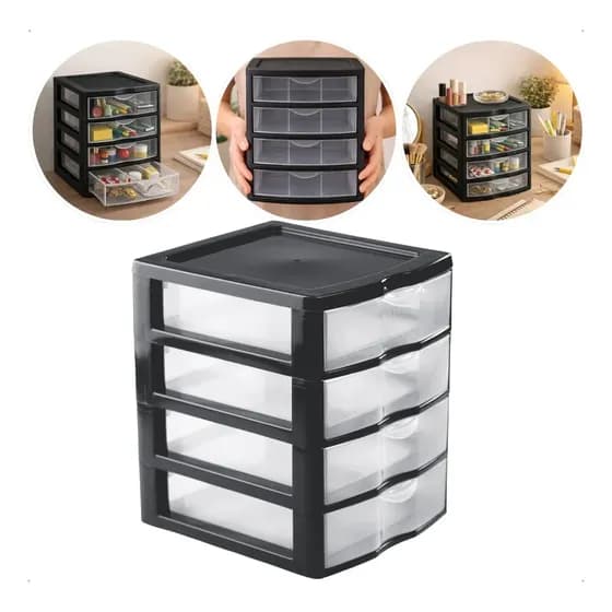 Gaveteiro compacto Nitron com 4 gavetas — preto