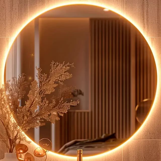 Espelho redondo de 50 cm com LED frio
